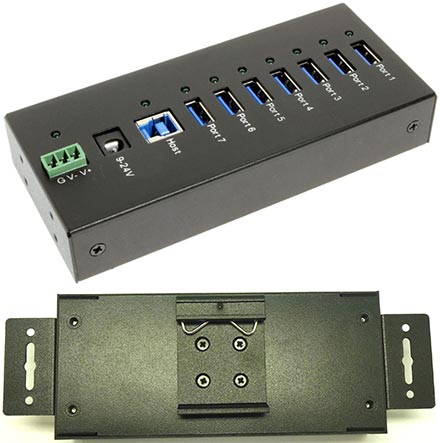 CTFINDUSB-32X7B (Automotive/Industrie 7-port USB 3.2 A Hub, 9-24VDC)