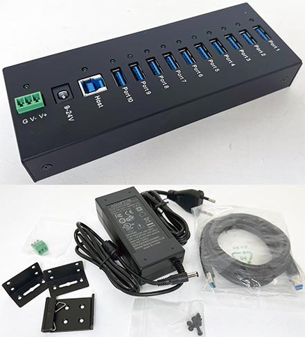 CTFINDUSB-3X10 (Automotive/Industry 10-port USB 3.0 Hub, 9-24VDC)
