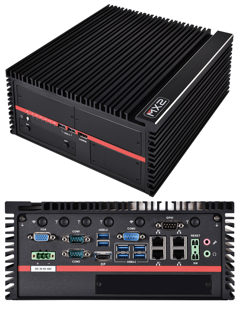 Mitac MX2-10ADP-D-FL (Intel Raptor Lake-S, 12/13/14th Gen Intel Core-i, 4x LAN, 3x RS232, Hailo-8)  <b>[FANLESS]</b>